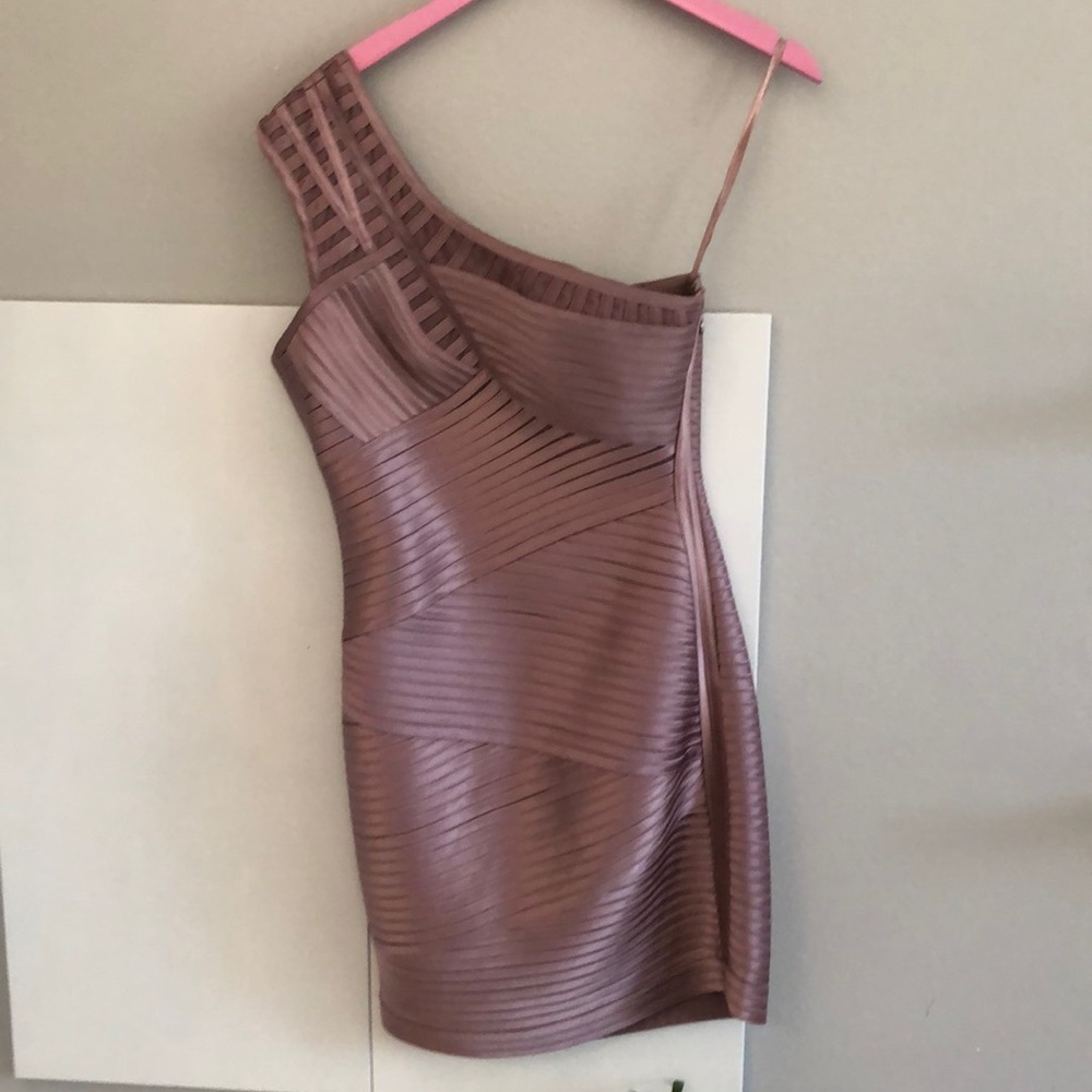 One shoulder dusty rose fitted dress size 6